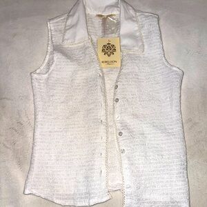 Rebellion white scrunch lace tank top